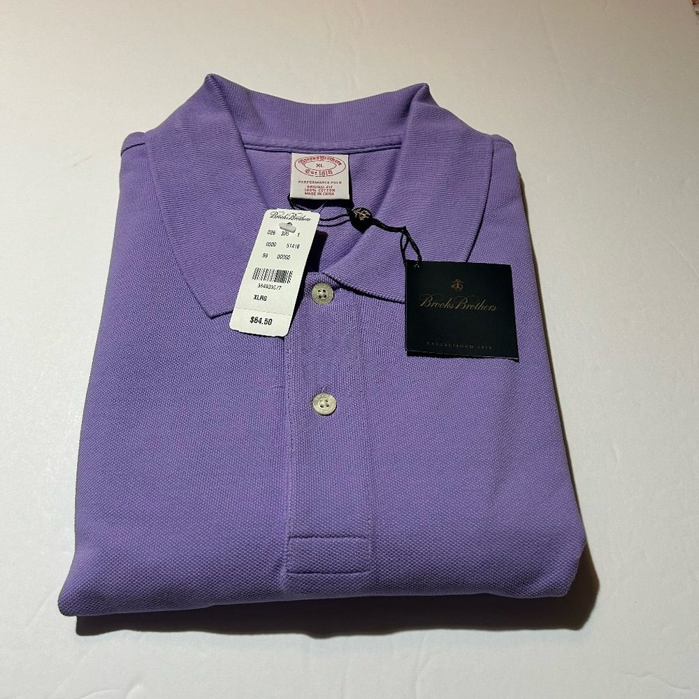 BROOKS BROTHERS: MEN'S SHORT SLEEVE PERFORMANCE POLO 100% COTTON SIZE: XL